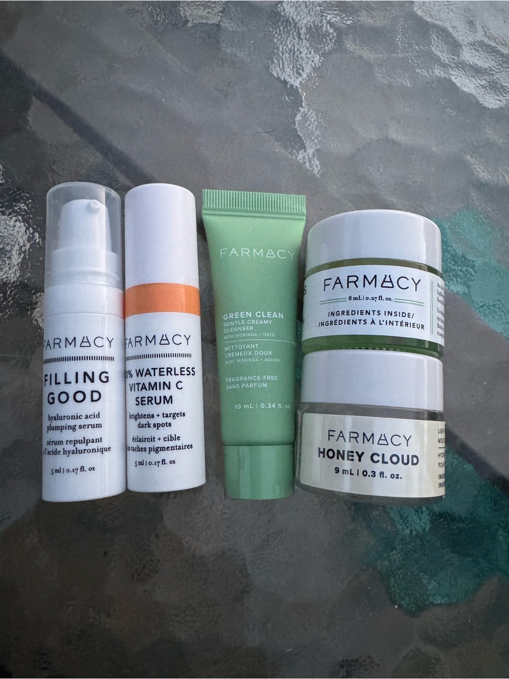 Farmacy Skincare Set Filling Good Vit C Serum Green Clean Honey Cloud Moistu